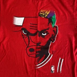 NBA Red Short Sleeve Graphic Tee with Multicolor Print